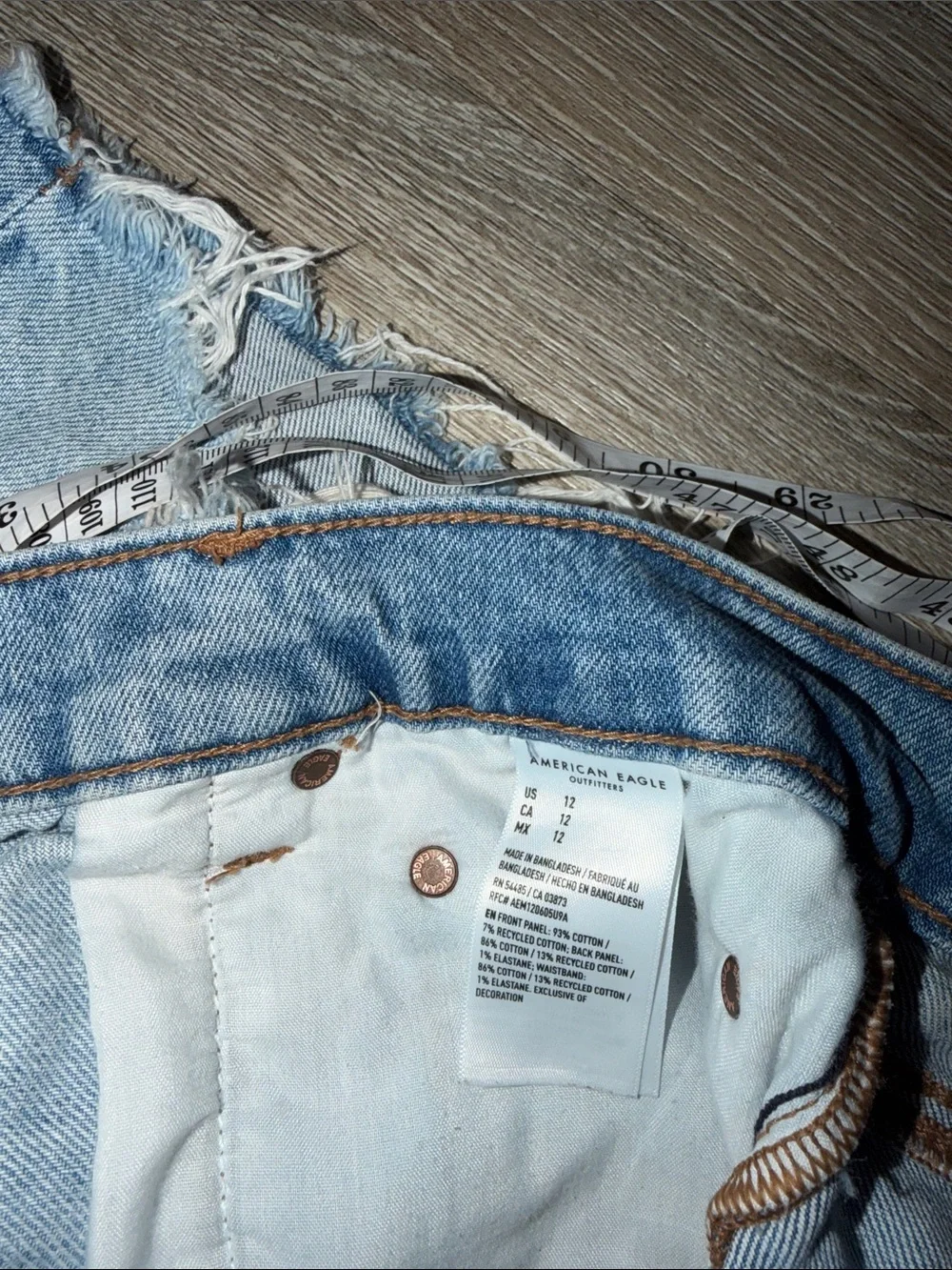 American Eagle Outfitters Light Blue Ripped Denim Bermuda Jean Shorts 12